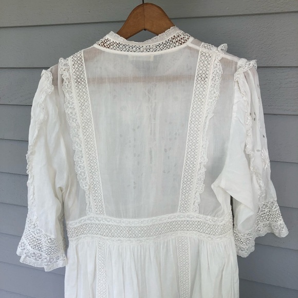 Ulla Johnson White Dress Midi Lace Eyelet Tassels Prairie Madison US 10 - Picture 10 of 11